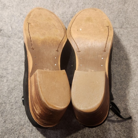 Sam Edelman Boots Womens Size 8.5 W Black Leather Ankle Booties Zip Low Heel - Picture 5 of 6